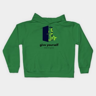 "Give Yourself Time to Grow" Inspirational Quote Typography Art Kids Hoodie